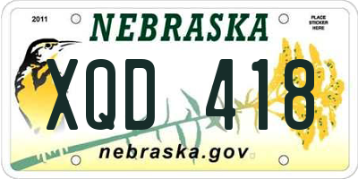 NE license plate XQD418