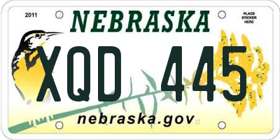 NE license plate XQD445