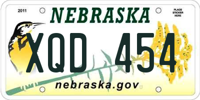 NE license plate XQD454