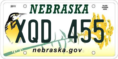 NE license plate XQD455