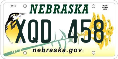 NE license plate XQD458