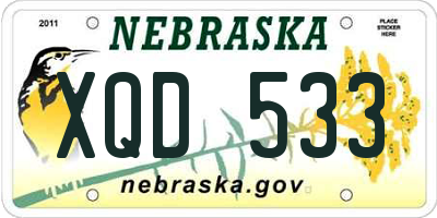 NE license plate XQD533