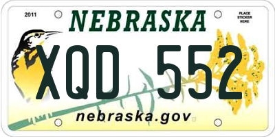 NE license plate XQD552