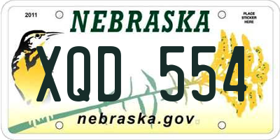 NE license plate XQD554