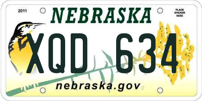 NE license plate XQD634