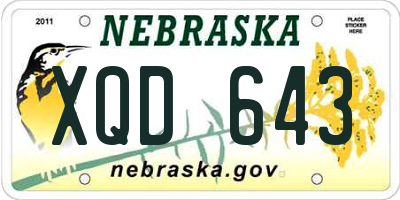 NE license plate XQD643