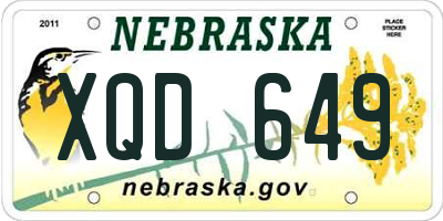 NE license plate XQD649