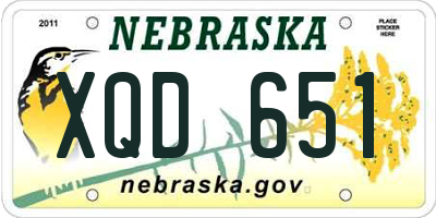 NE license plate XQD651