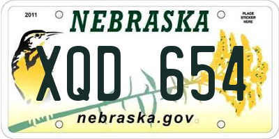 NE license plate XQD654