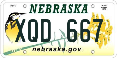 NE license plate XQD667