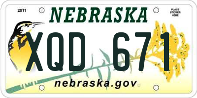 NE license plate XQD671