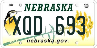 NE license plate XQD693