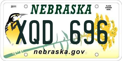 NE license plate XQD696