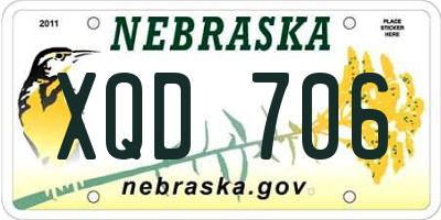 NE license plate XQD706