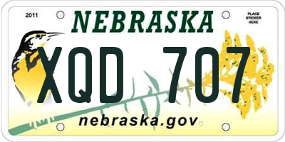 NE license plate XQD707