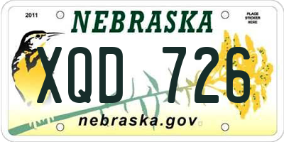 NE license plate XQD726