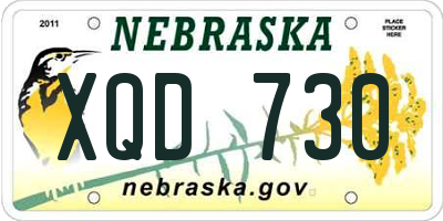 NE license plate XQD730