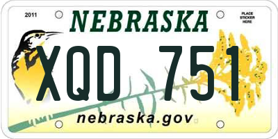 NE license plate XQD751