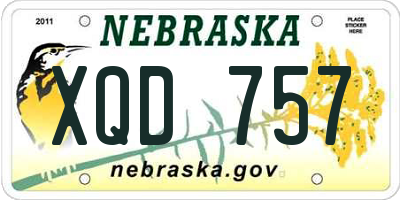 NE license plate XQD757