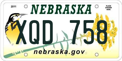 NE license plate XQD758