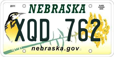 NE license plate XQD762