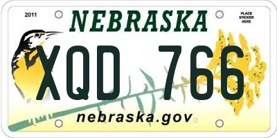 NE license plate XQD766