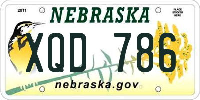 NE license plate XQD786