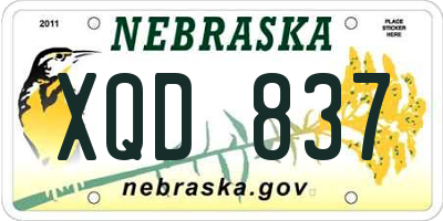 NE license plate XQD837