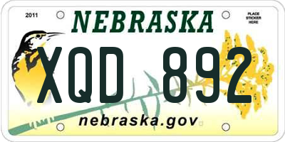 NE license plate XQD892