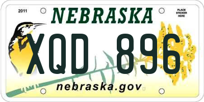 NE license plate XQD896