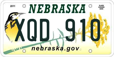 NE license plate XQD910