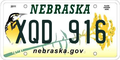 NE license plate XQD916