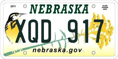 NE license plate XQD917