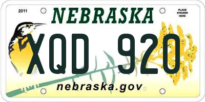 NE license plate XQD920