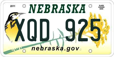 NE license plate XQD925