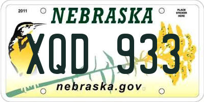 NE license plate XQD933
