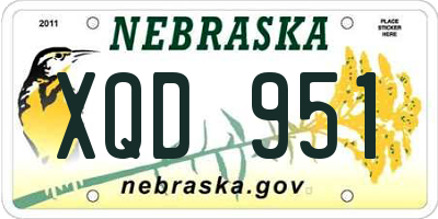 NE license plate XQD951
