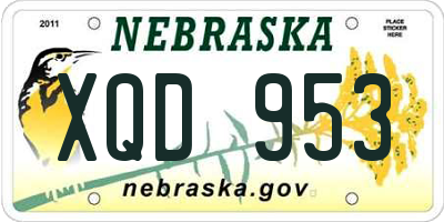 NE license plate XQD953