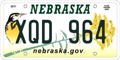 NE license plate XQD964