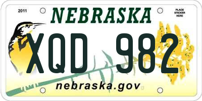 NE license plate XQD982