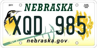 NE license plate XQD985