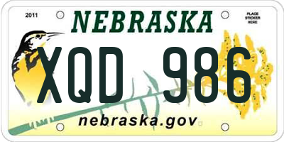 NE license plate XQD986