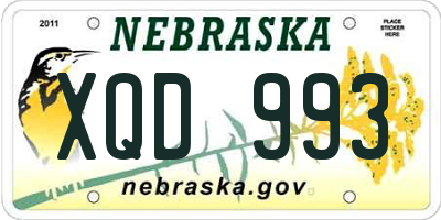 NE license plate XQD993