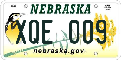 NE license plate XQE009