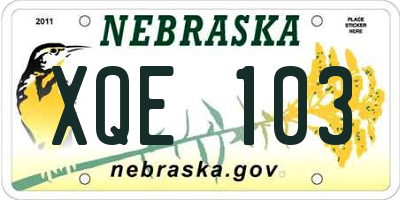 NE license plate XQE103