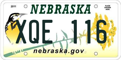 NE license plate XQE116