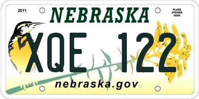 NE license plate XQE122