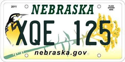 NE license plate XQE125