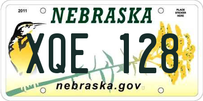 NE license plate XQE128