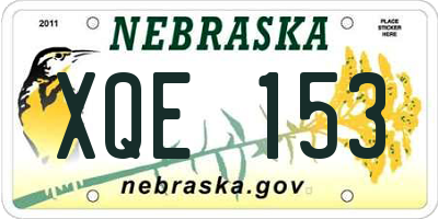 NE license plate XQE153
